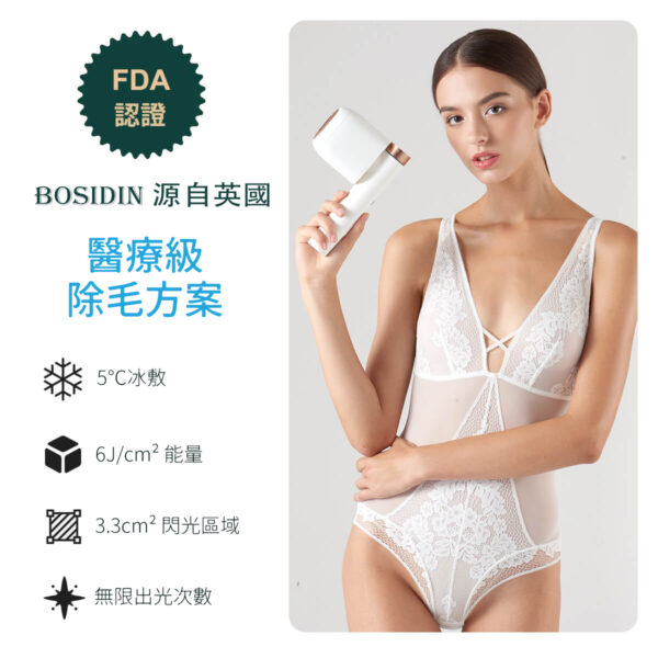 （缺貨）英國BoSidin 脫毛儀 免運出貨 免報關 台灣熱銷榜NO1 D-1178PRO 白色 無限發數 脫毛機：圖片 4